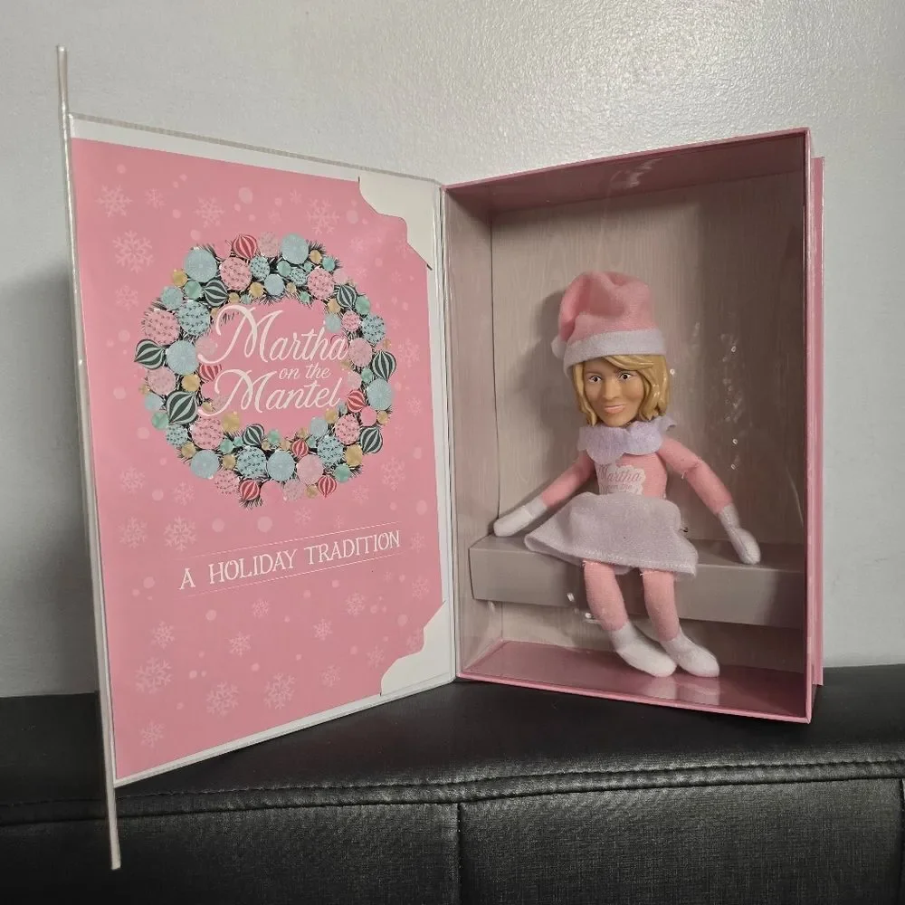 Martha Stewart Martha on The Mantel 10” Christmas Pink Plush Figurine, New